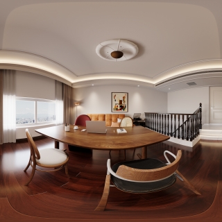 美式二楼书房全景