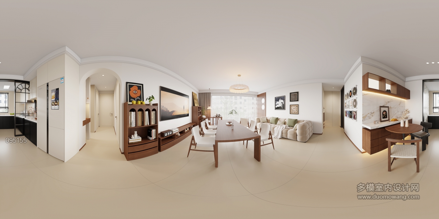 原木奶油风客餐厅全景