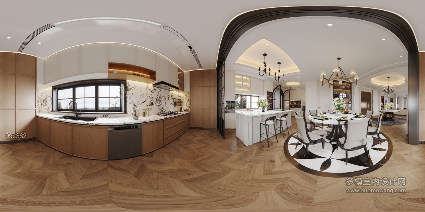 法式-一层餐厨全景