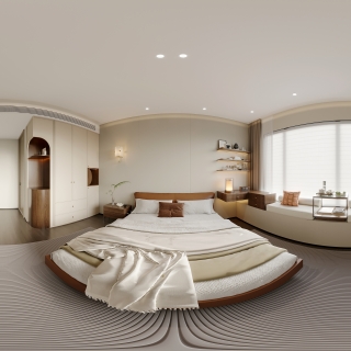 现代中古一层主卧全景