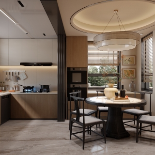 新中式一楼餐桌静态