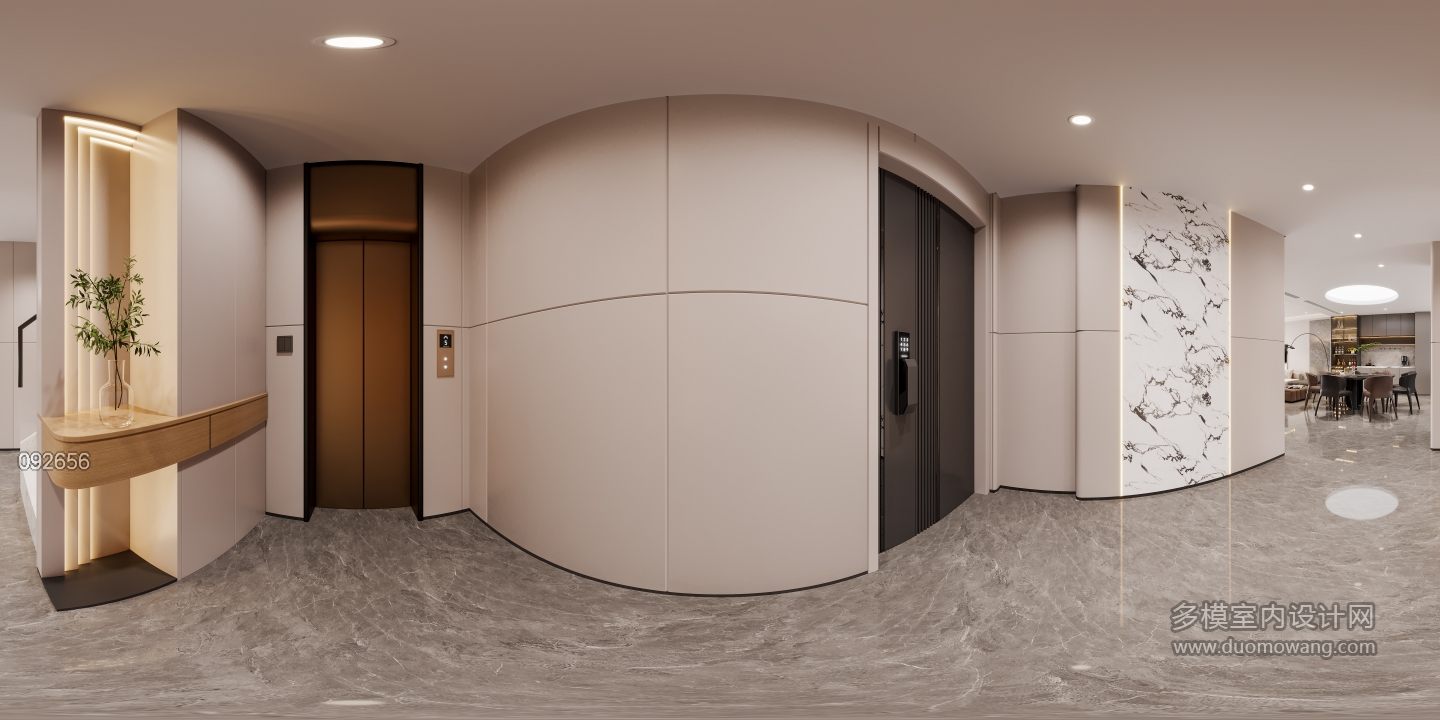 现代3层电梯间全景