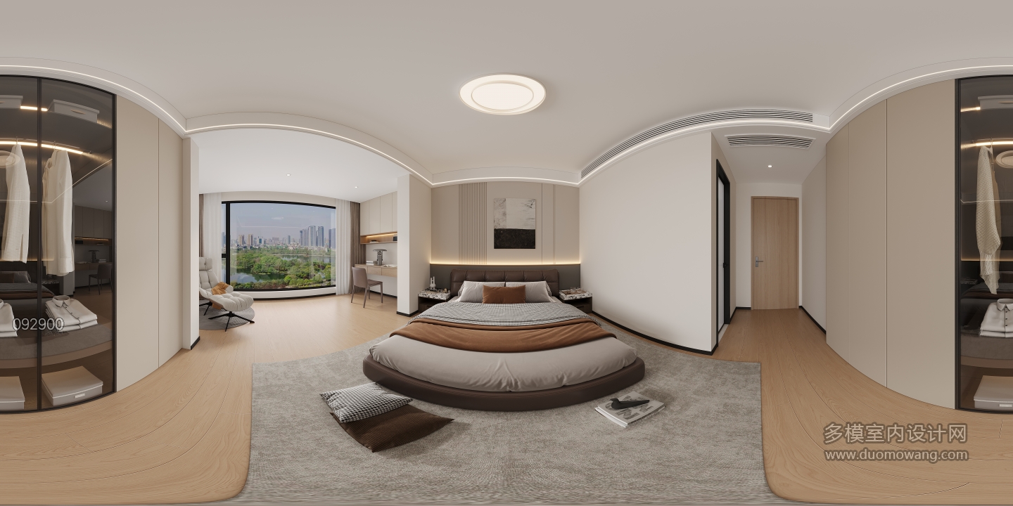 现代二楼卧室2全景