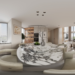 现代一楼餐厅全景