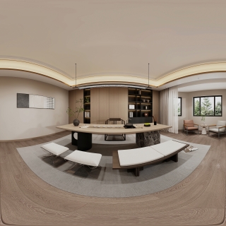 现代轻奢二楼茶室全景