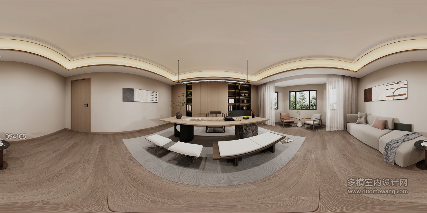 现代轻奢二楼茶室全景