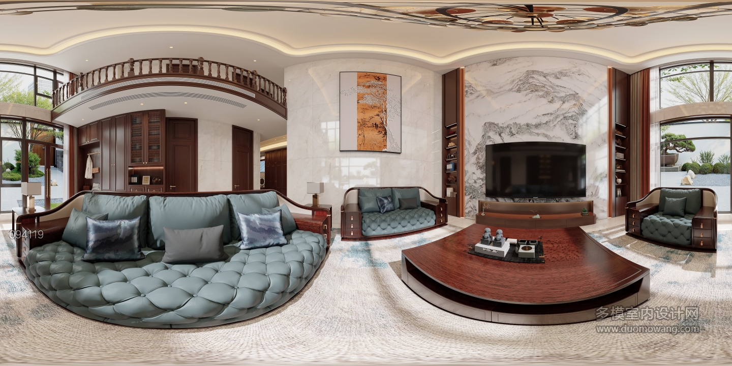 新中式一楼客厅360