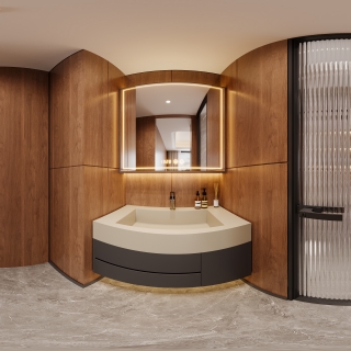 现代3层卫生间干区全景