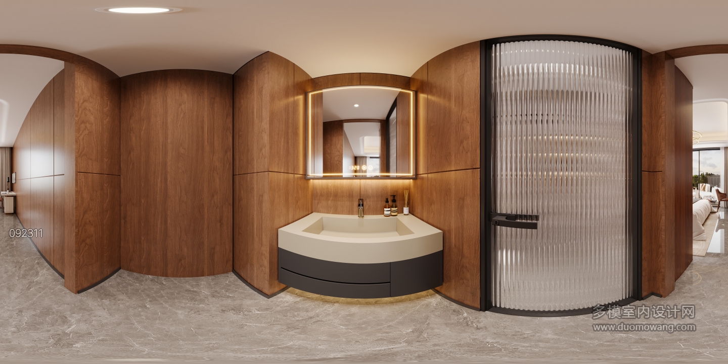 现代3层卫生间干区全景