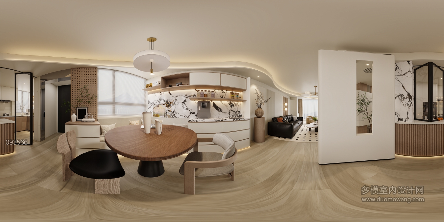 现代奶油餐厅全景