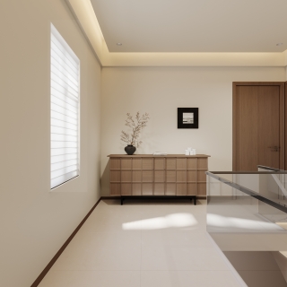 现代奶油二层楼梯间