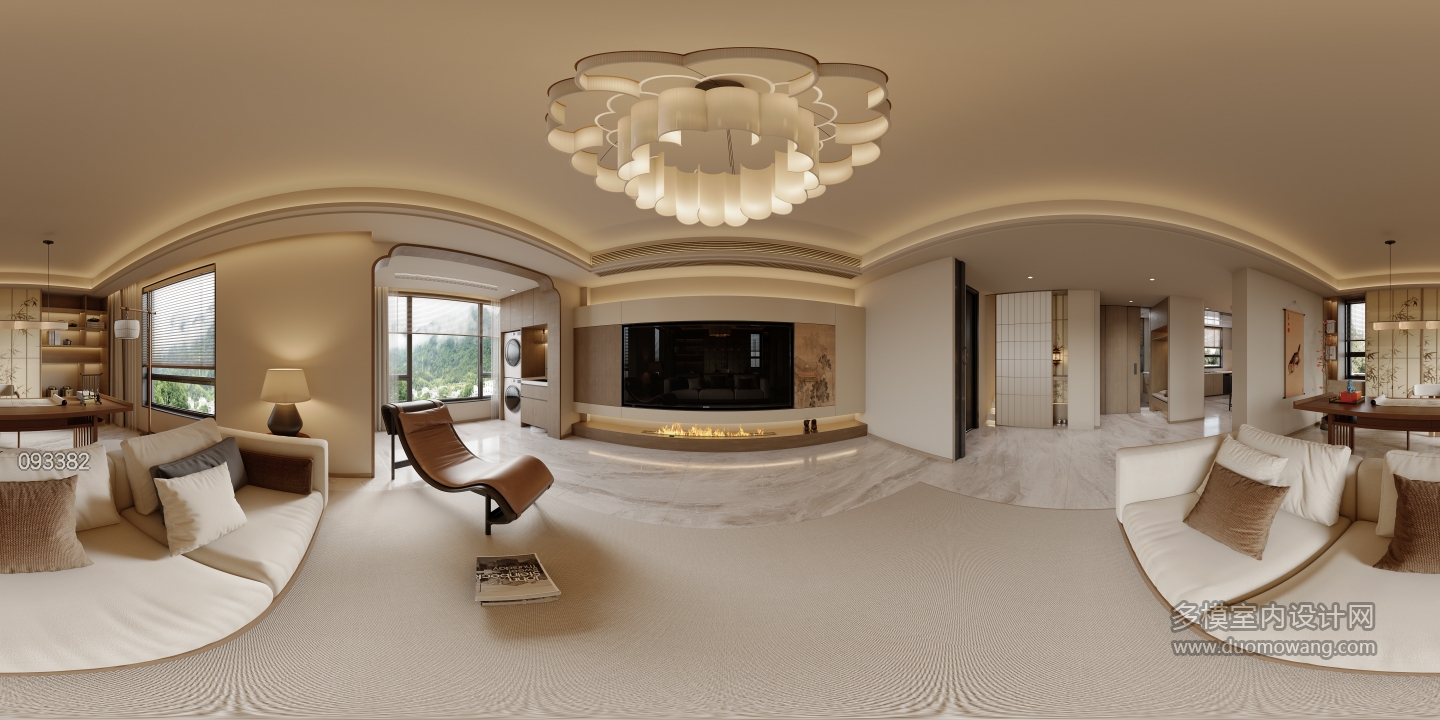 新中式一楼客厅全景