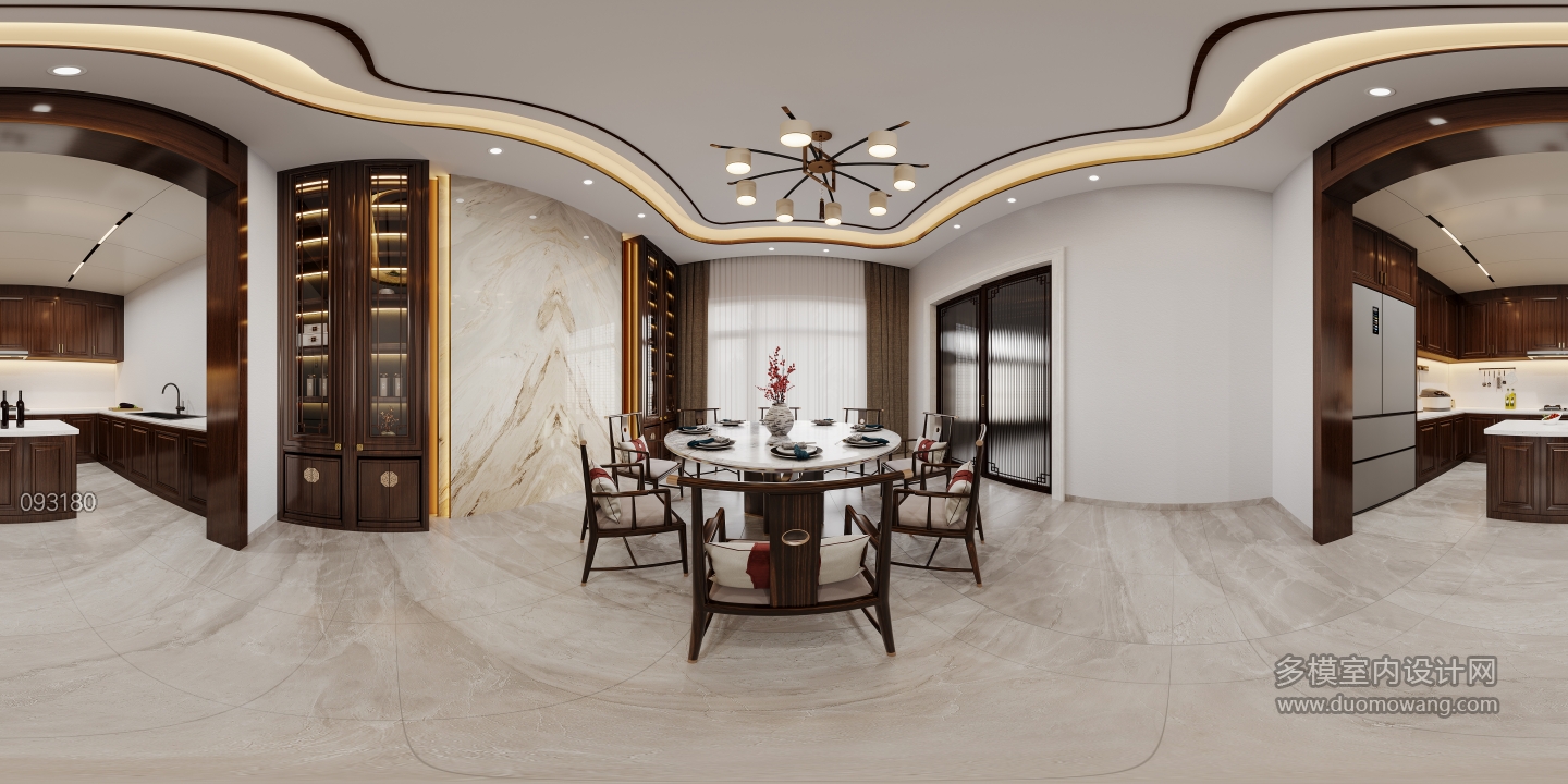 新中式一层餐厅全景