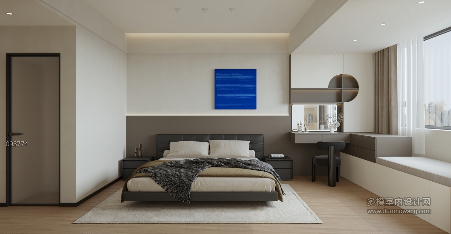 现代 卧室 单张 新