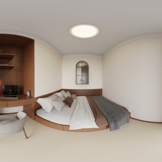 原木奶油风老人房全景