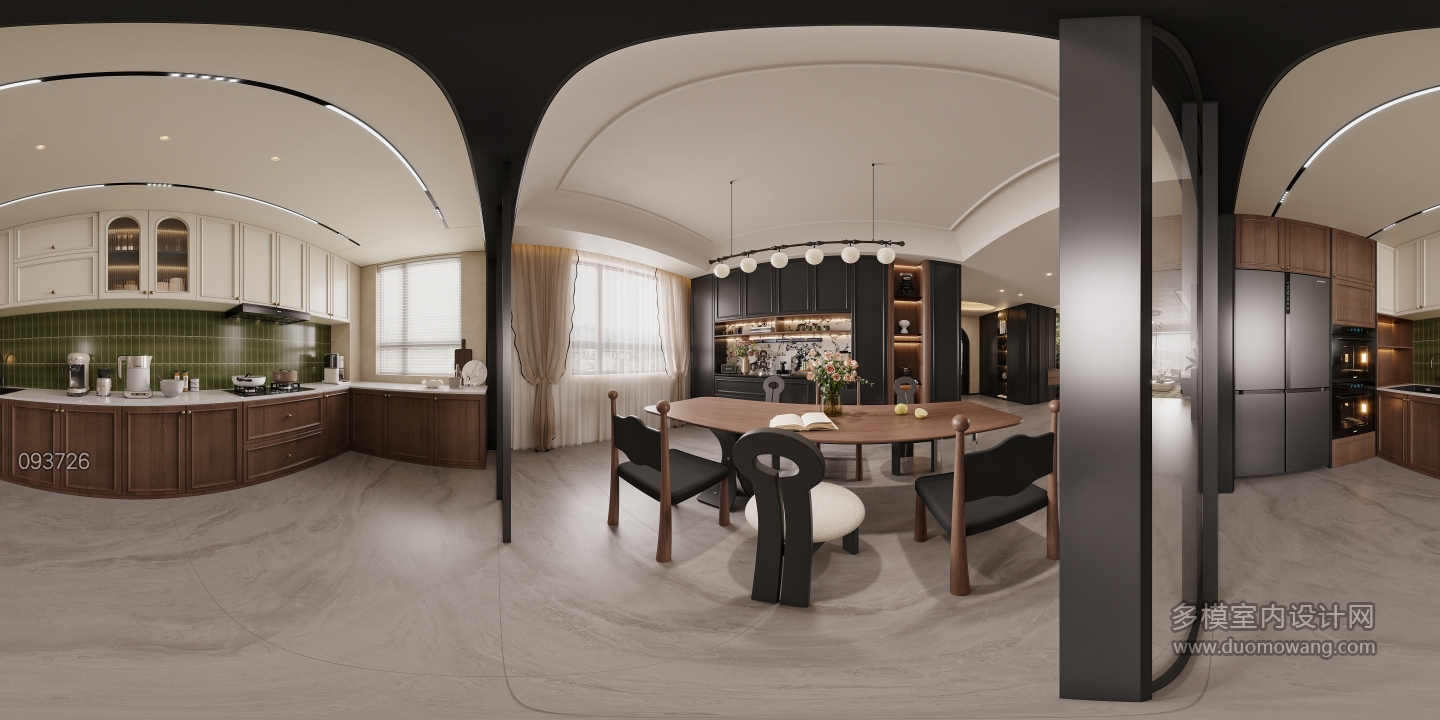 法式中古餐厨全景