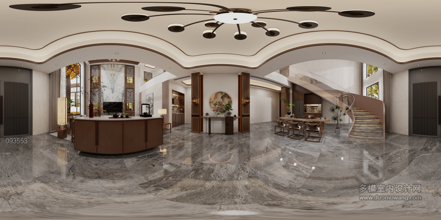 新中式客厅全景2