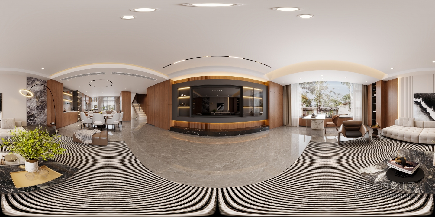 现代3层客厅全景