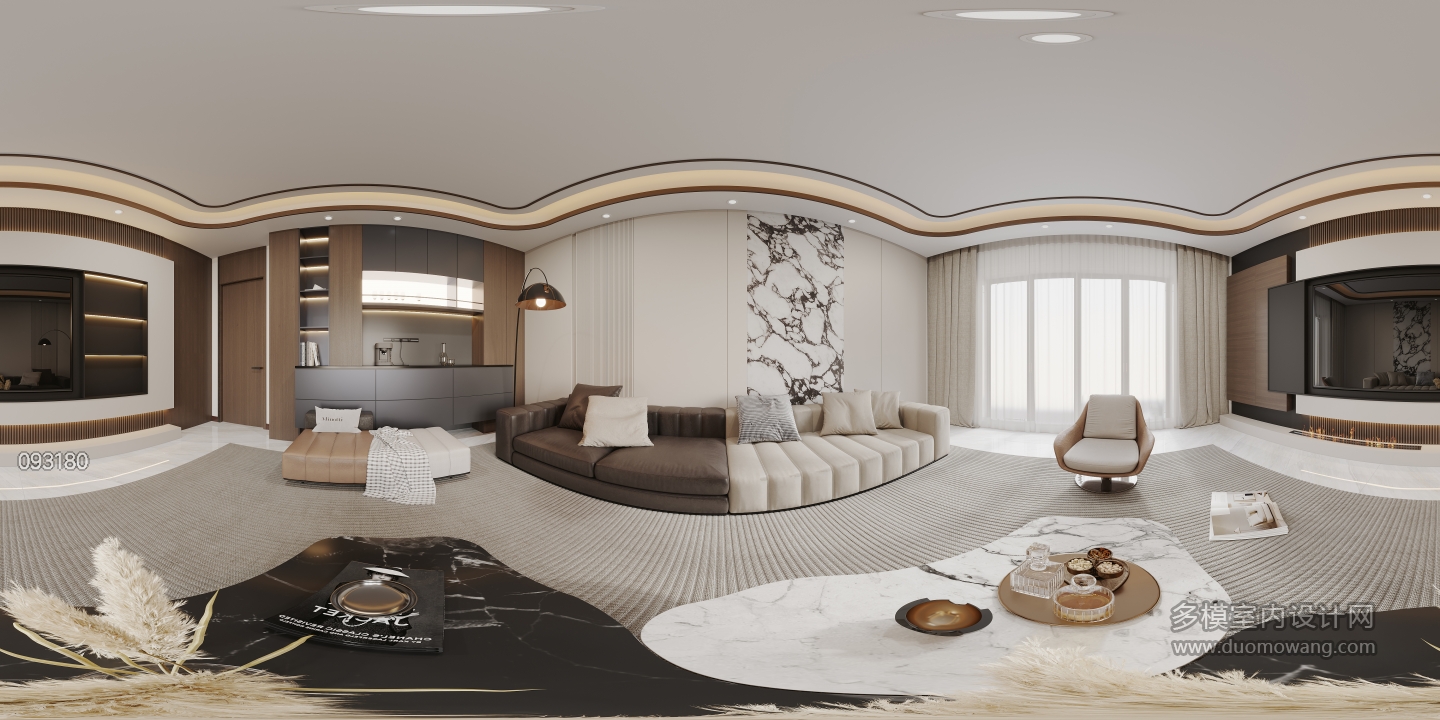 现代二层客厅全景