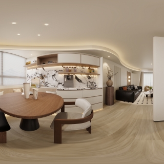 现代奶油餐厅全景