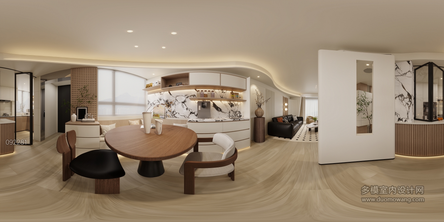 现代奶油餐厅全景