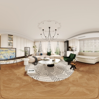 1法式中古风客餐厅全景