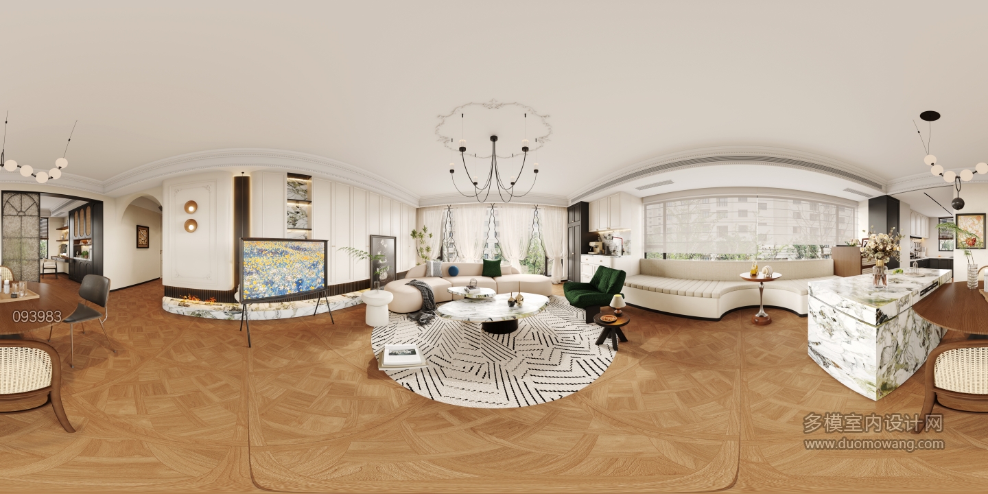 1法式中古风客餐厅全景