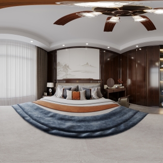 新中式一层老人房全景