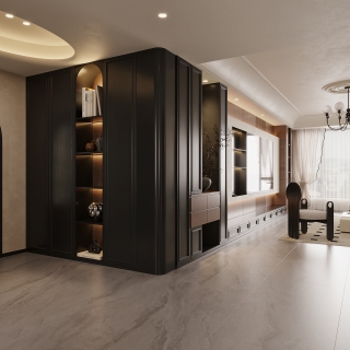 法式中古转角柜特写