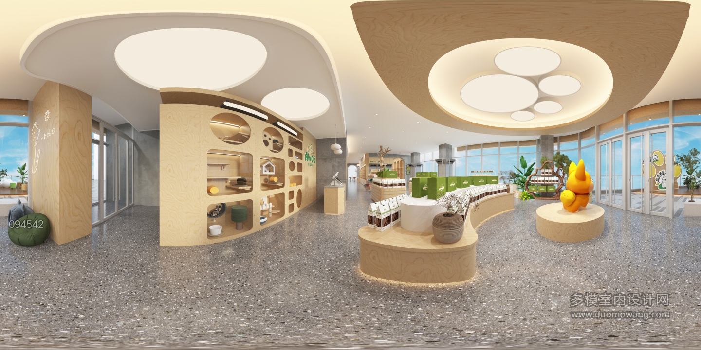 现代宠物店大厅全景-1