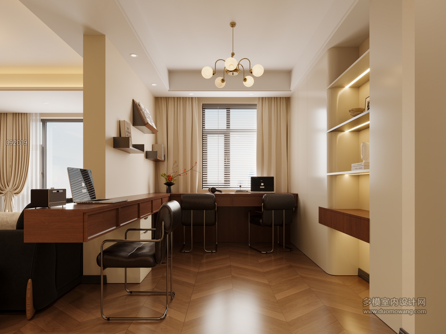 现代中古书房特写