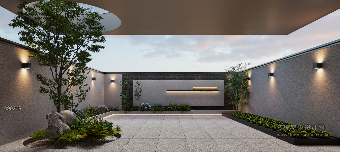 现代负一庭院特写