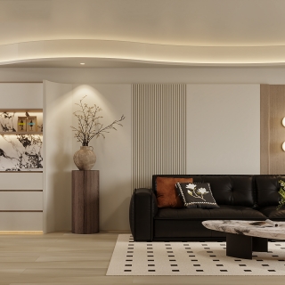 现代奶油沙发背景特写