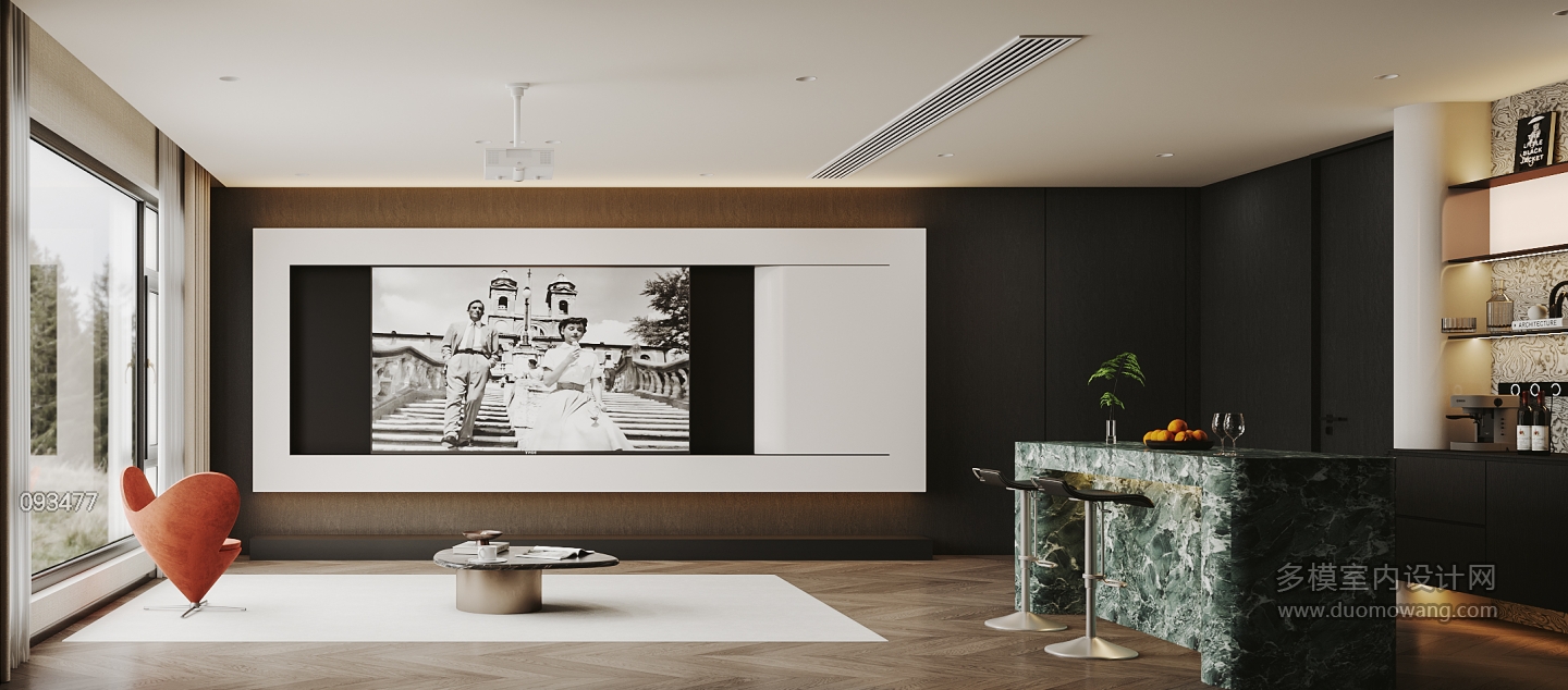 现代-客厅电视墙特写