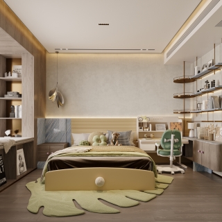 现代轻奢男孩房特写