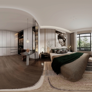 现代轻奢一楼主卧全景