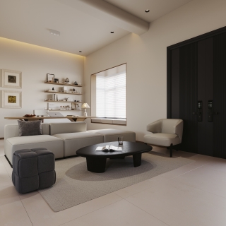 奶油中古一层客厅