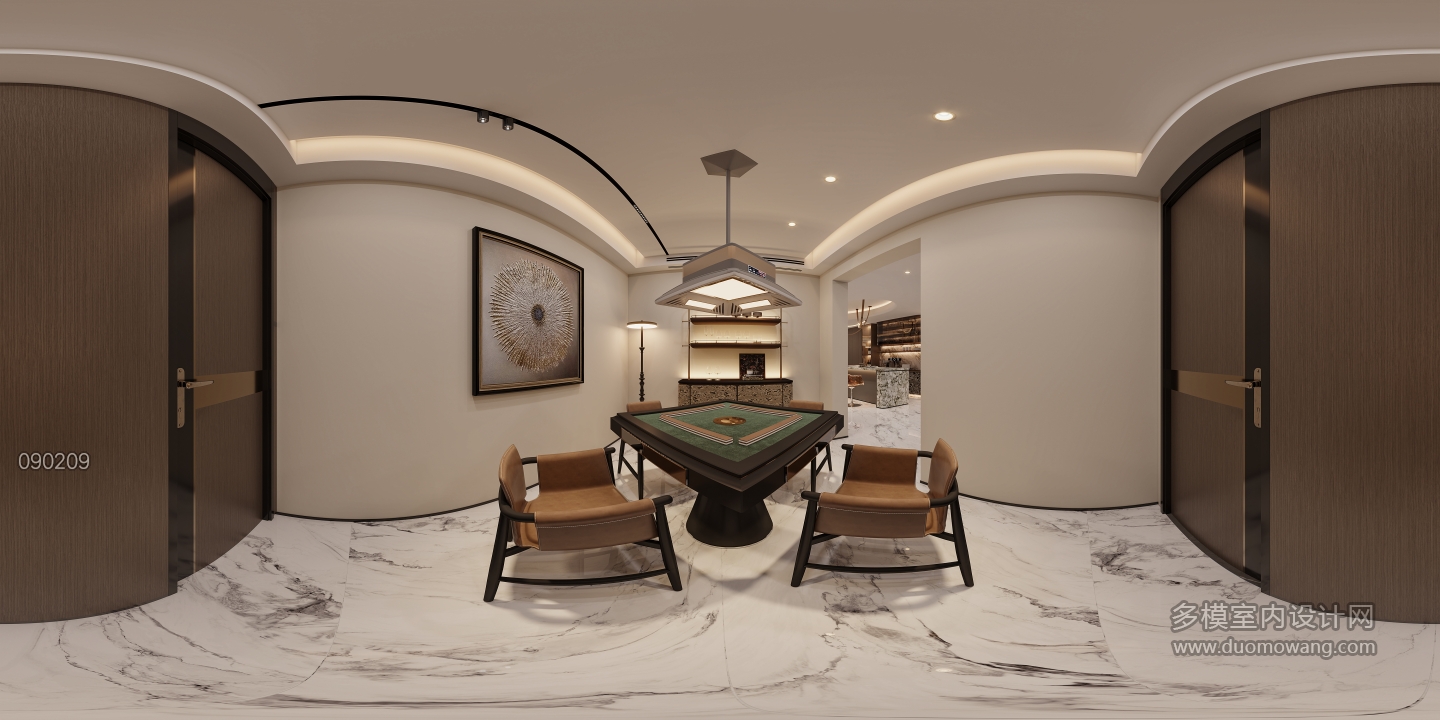 现代负一棋牌室全景