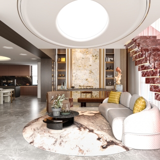 现代挑空茶室特写 (2)