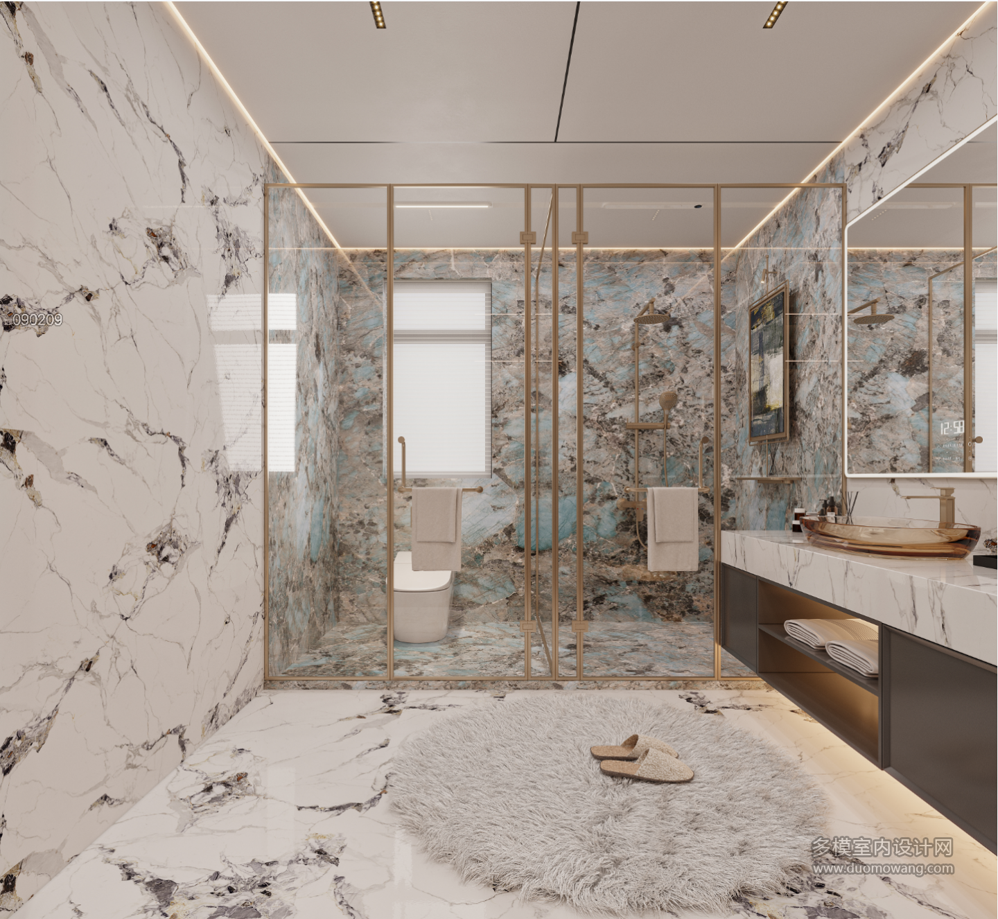 现代三层卫生间特写