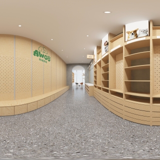 现代宠物店走廊全景