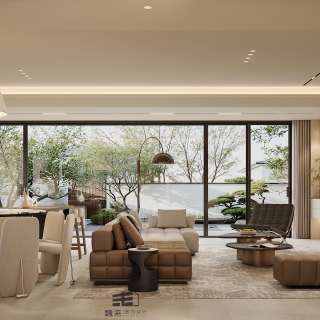 一层宋代中式一层大厅特写