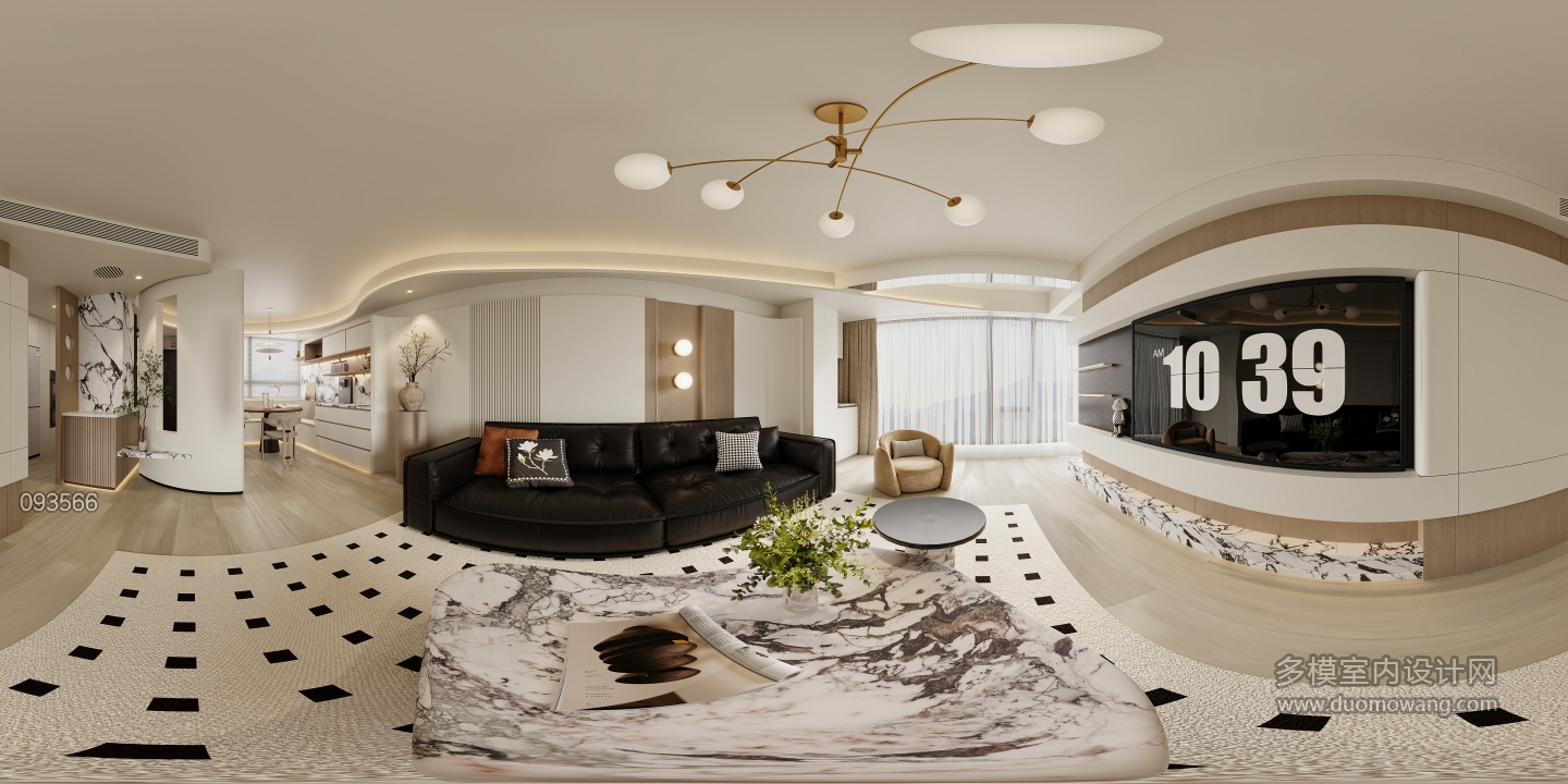 现代奶油客厅全景