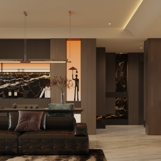 意式客餐厅_沙发墙静态