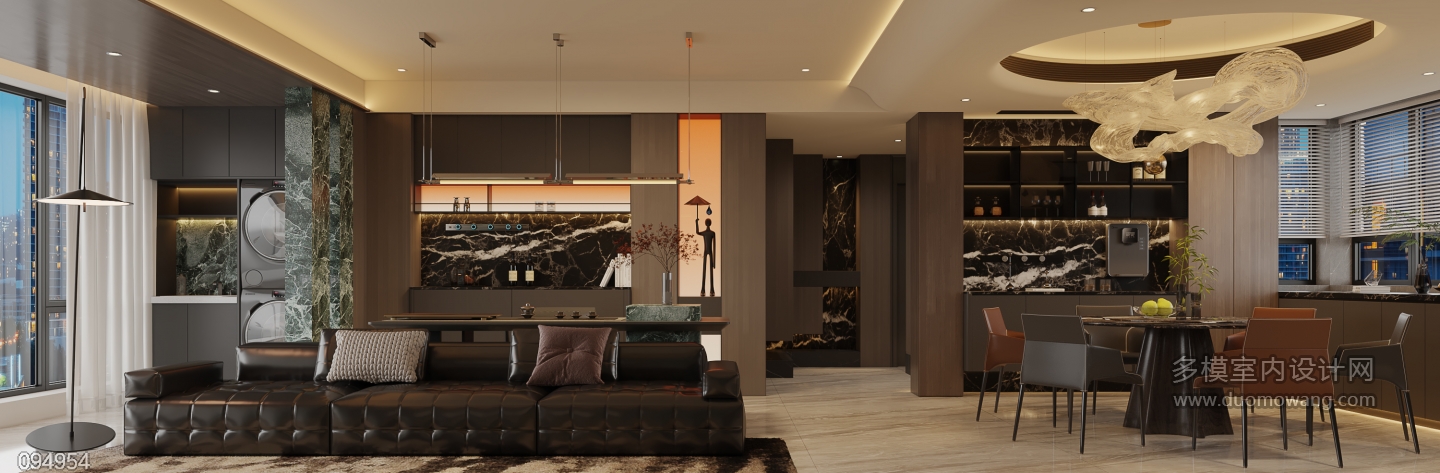 意式客餐厅_沙发墙静态