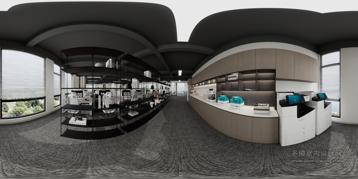 现代开放式办公区3全景