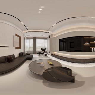 现代一层客厅全景