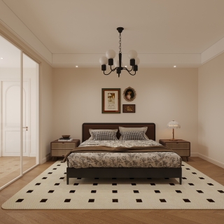 法式沙发墙后面次卧