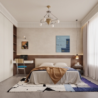 法式中古男孩房特写