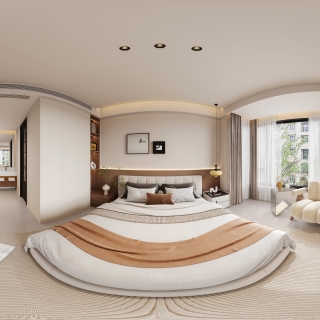 5现代中古风主卧全景